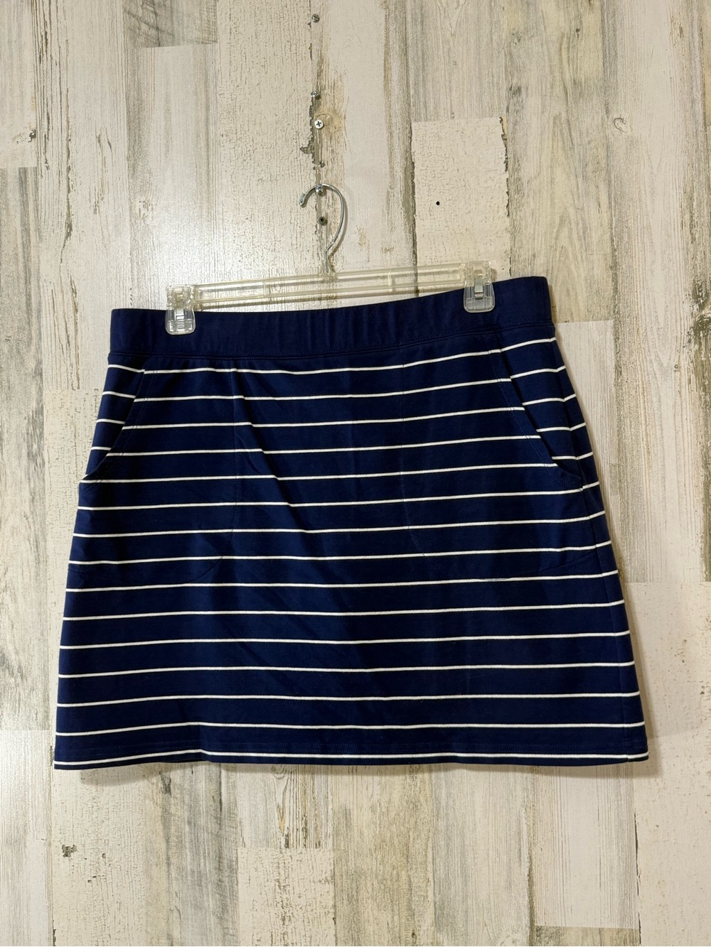 Belle by Kim Gravel Navy and White Striped Mini Skirt